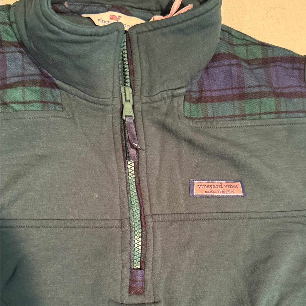 Vineyard Vines Blue and Green Plaid Pullover